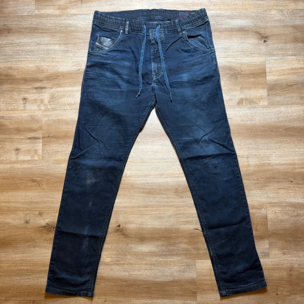 Diesel Krooley-NE JoggJeans Mens 30 Dark Blue Tapered Elastic Waist Denim 0603M